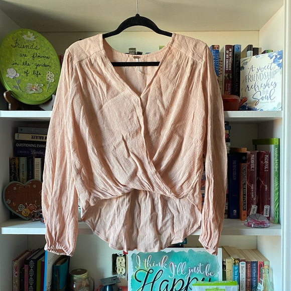 Free People | Light Pink Check On It Wrap Top - Picture 2 of 12